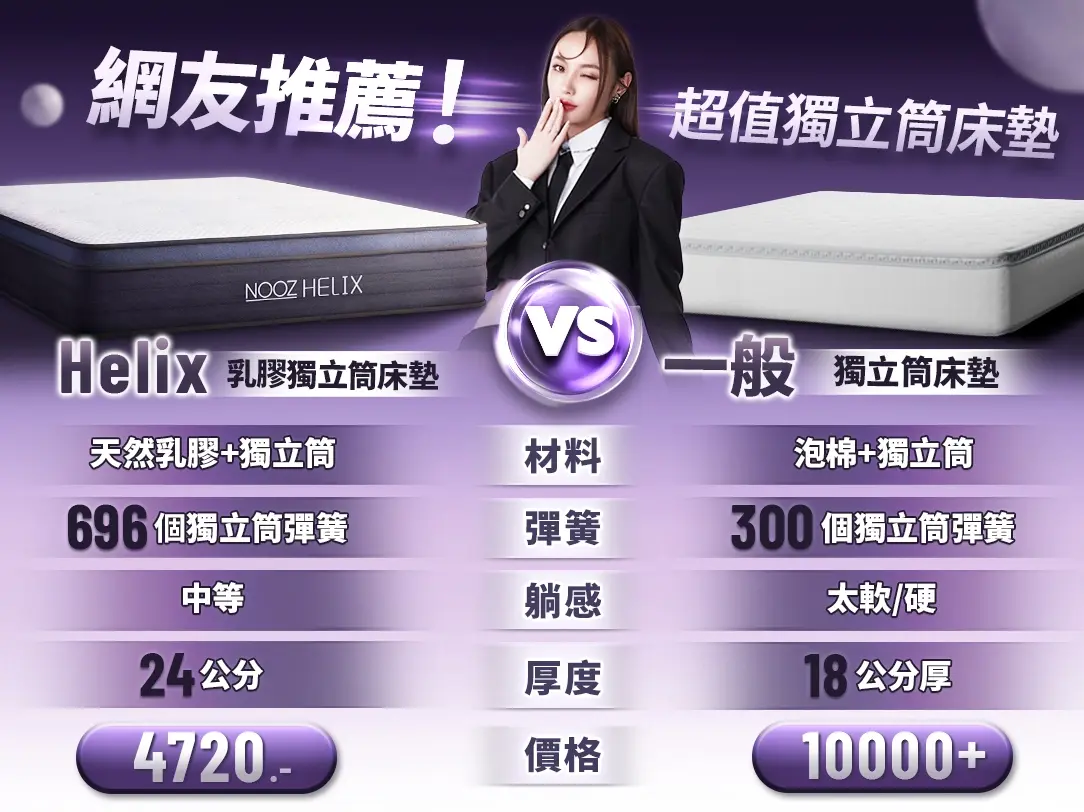 NOOZ Helix VS 一般獨立筒床墊比較